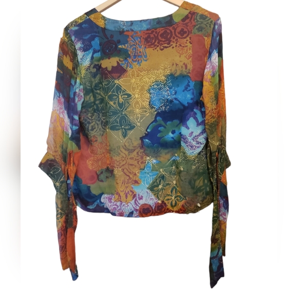 Coldwater Creek Vintage Colorful Blouse Women's Boho Top - Picture 2 of 5